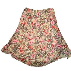 Vintage Sag Harbor Orchid Tropical Midi Skirt Size 16
